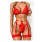 Ensemble 3 pièces en dentelle rouge|Lingerie et Vêtement Femme|NatureCoquine