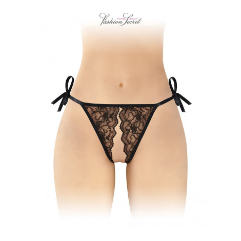 String noir ouvert à nouer Stella - Fashion Secret|Lingerie et Vêtement Femme|NatureCoquine