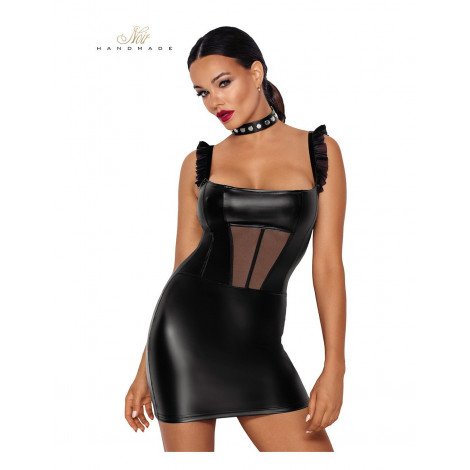 Robe courte wetlook et tulle F257|Lingerie et Vêtement Femme|NatureCoquine