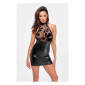 Mini robe dos nu Eros F311 wetlook et tulle floqué|Lingerie et Vêtement Femme|NatureCoquine