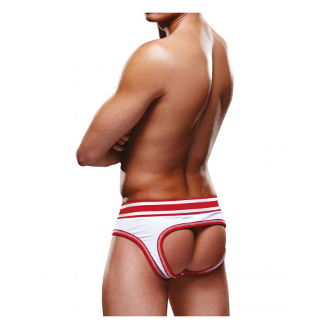 Jockstrap Slip ouvert blanc et rouge - Prowler|Lingerie et Vêtement Homme|NatureCoquine