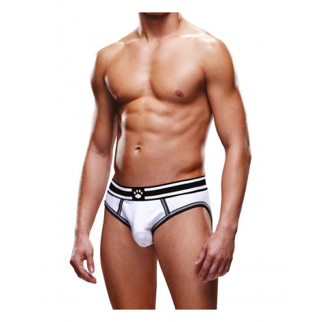 Jockstrap Slip ouvert blanc et noir - Prowler|Lingerie et Vêtement Homme|NatureCoquine