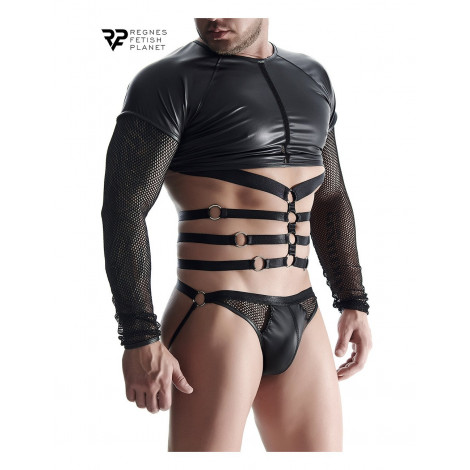 T-shirt harnais wetlook et maille - Regnes|Lingerie et Vêtement Homme|NatureCoquine