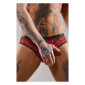 Slip type brésilien ouvert zébré rouge et noir - Regnes|Lingerie et Vêtement Homme|NatureCoquine