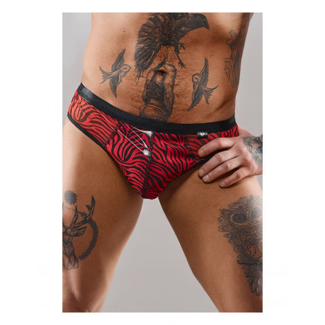 Slip type brésilien zébré rouge et noir - Regnes|Lingerie et Vêtement Homme|NatureCoquine
