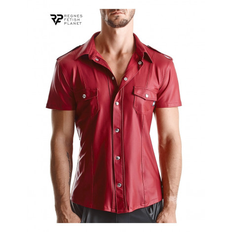Chemise manches courtes wetlook rouge Carlo - Regnes|Lingerie et Vêtement Homme|NatureCoquine