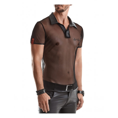 Polo en maille noire transparente - Regnes|Lingerie et Vêtement Homme|NatureCoquine