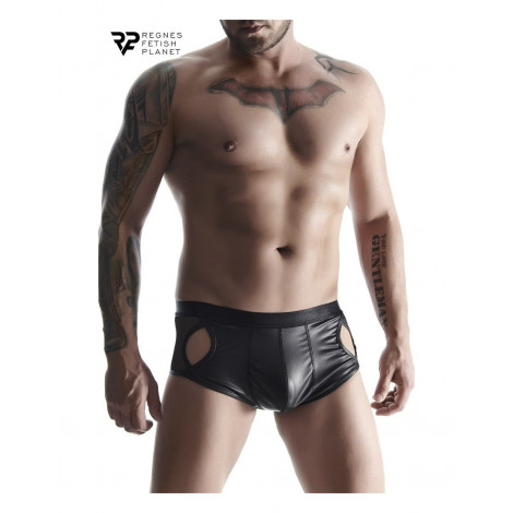 Shorty ouvert noir wetlook - Regnes|Lingerie et Vêtement Homme|NatureCoquine