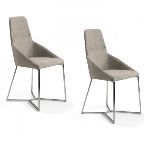 Lot de 2 Chaises Design en Tissu "Tania" 91cm Gris|Chaise|Paris Prix
