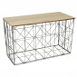 Table Coffre Pliable "Filaire" 80cm Gris & Naturel|Table Basse|Paris Prix