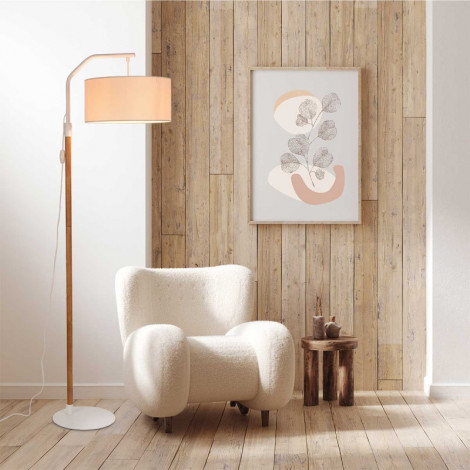Lampadaire métal blanc et bois FSC|Lampadaire|Lampe Avenue