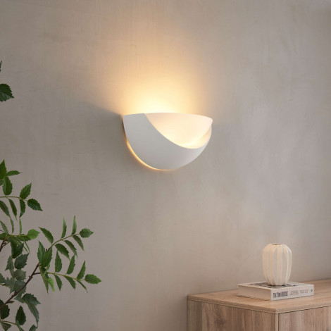 Applique demi-circulaire blanche en gypse - Gillian|Appliques murales|Kosilum