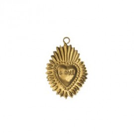 Ex-voto mini cœur en métal doré  inspiré univers religieux