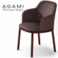 Fauteuil confort repas design AGAMI, assise dossier et accoudoirs habillage tissu tissé, piétement acier peint ou chromé.|Fauteuil / Chauffeuse|100chaises