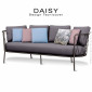Salon de jardin, canapé lounge 3 places DAISY, structure acier peint, assise dossier confort avec quatre coussins tissu.|Banquettes / Bancs / Poufs|100chaises