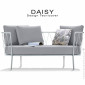 Salon de jardin, canapé lounge, 2 places DAISY, structure acier peint, assise dossier confort avec quatre coussins tissu.|Banquettes / Bancs / Poufs|100chaises