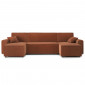 Canapé panoramique MIRA convertible velours côtelé terracotta 6 places|Canape|Baita Home