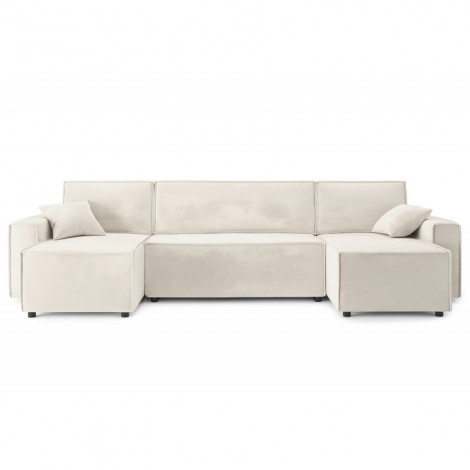 Canapé panoramique MIRA convertible velours beige 6 places|Canape|Baita Home