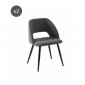 Lot de 2 chaises VINTAGE velours côtelé gris pieds métal noir|Chaise|Baita Home