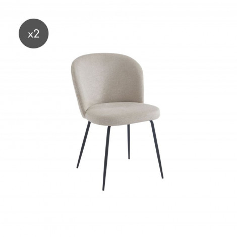 Lot de 2 chaises RITA tissu chiné beige pieds métal noir|Chaise|Baita Home