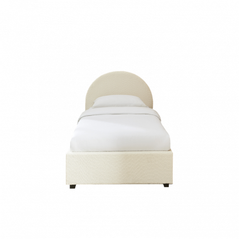 Lit coffre OLAF tissu bouclette écru 90x190 sommier inclus|Lit Adulte|Baita Home