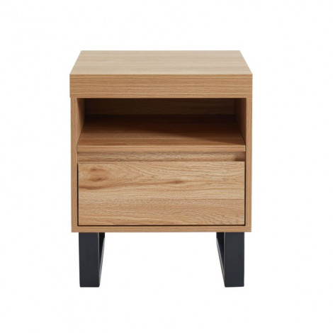 Table de chevet FELIX effet chêne et métal noir|Chevet|Baita Home
