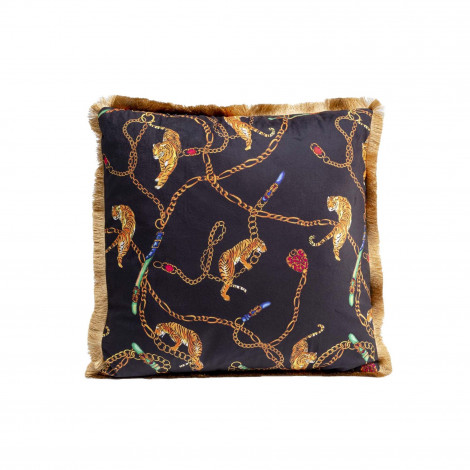 Coussin noir tigres et chaînes Kare Design|Coussins|Kare