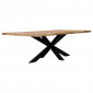 Table 200x100 cm bois d'acacia pied central croix métal noir - OTTAWA|Table|Meuble et moi