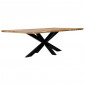 Table 220x100 cm bois d'acacia pied central croix métal noir - OTTAWA|Table|Meuble et moi
