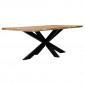 Table 180x90 cm bois d'acacia pied central croix métal noir - OTTAWA|Table|Meuble et moi