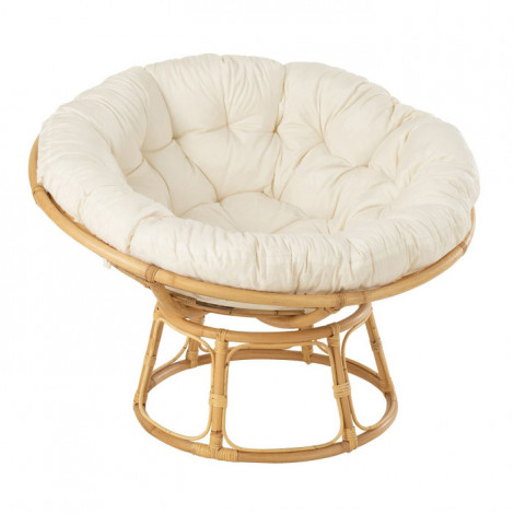Fauteuil en Rotin & Coussin "Céline" 115cm Naturel|Fauteuil / Chauffeuse|Paris Prix
