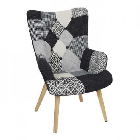 Fauteuil Patchwork "Helsinki" 71cm Noir|Fauteuil / Chauffeuse|Paris Prix