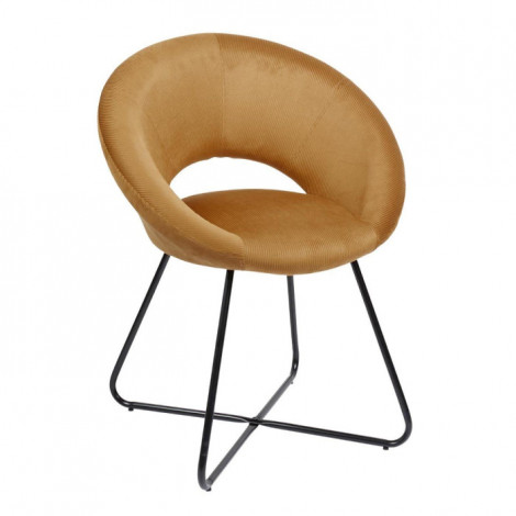 Fauteuil Design Velours Côtelé "Giulia" 84cm Jaune|Fauteuil / Chauffeuse|Paris Prix