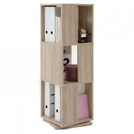 Étagère Pivotante "3 Compartiments" 108cm Chêne|Bibliothèque|Paris Prix