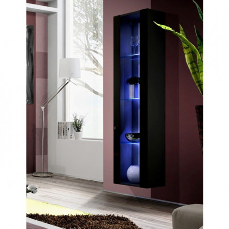 Vitrine LED Murale Design "Fly II" 170cm Noir|Vaisselier|Paris Prix