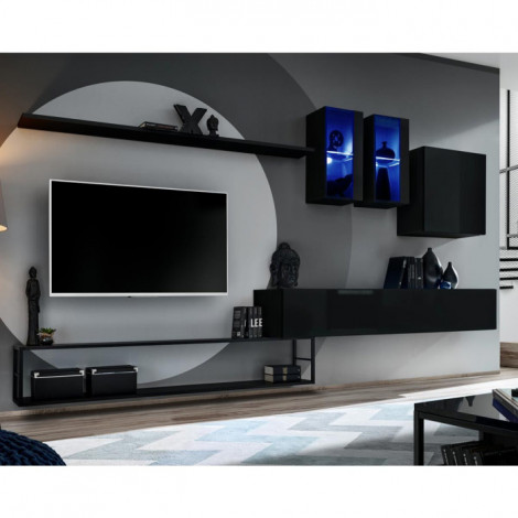 Ensemble Meuble TV Design "Switch I" 330cm Noir|Meuble TV|Paris Prix