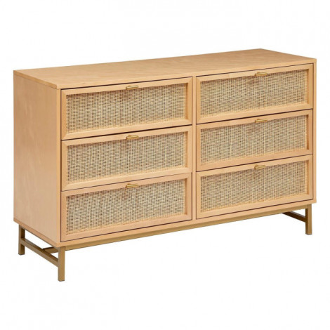 Commode 6 Tiroirs Cannage "Rayo" 120cm Naturel|Commode|Paris Prix