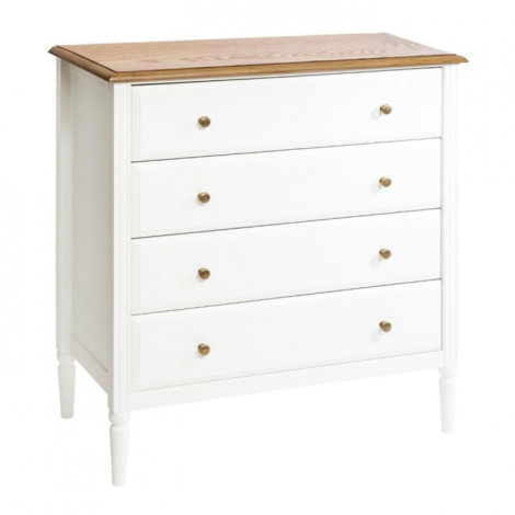 Commode 4 Tiroirs en Bois "Solen" 85cm Blanc|Commode|Paris Prix