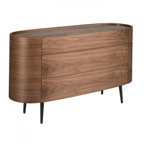 Commode 3 Tiroirs en Bois "Dinayo" 135cm Noyer|Commode|Paris Prix