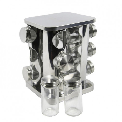 Carrousel 12 Épices "Tournant" 21cm Argent|Boites de Rangement|Paris Prix