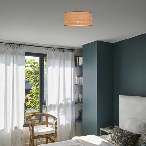 Suspension abat-jour raphia liseré caramel (plusieurs dimensions)|Suspensions|Lampe Avenue Suspension abat-jour raphia liseré caramel (plusieurs dimensions)|Suspensions|Lampe Avenue