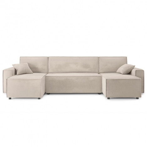 Canapé panoramique MIRA convertible velours grège 6 places|Canape|Baita Home