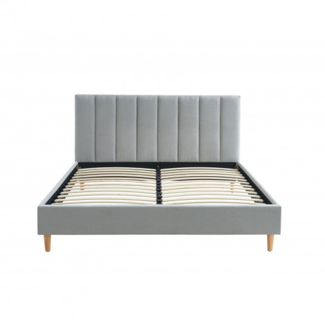 Lit MARIUS tissu gris perle160x200 sommier inclus|Lit Adulte|Baita Home
