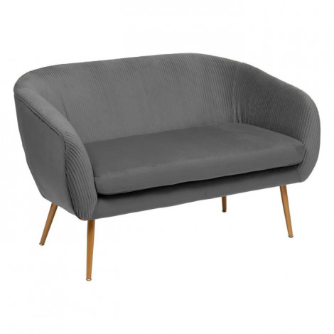 Canapé 2 Places en Velours "Solaro" 124cm Gris|Canape|Paris Prix