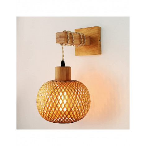 Applique murale japonaise rétro en rotin tissé naturel KL08|Appliques murales|Kiki Lighting