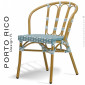 Chaise pour café extérieur COSTA RICA / PORTO RICO, structure aluminium peint, assise et dossier tressage osier synthétique.|Chaise|100chaises