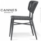 Chaise confort repas pour extérieur CANNES, structure aluminium peint, assise et dossier corde tressée marine.|Chaise|100chaises