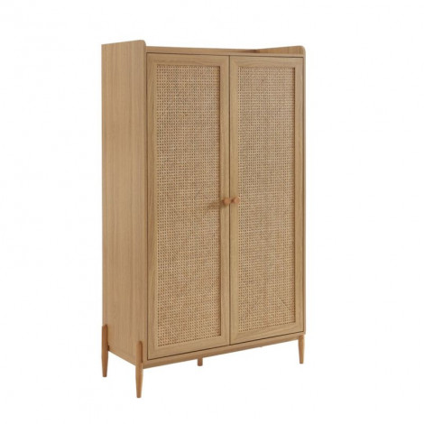 Armoire PABLO effet bois et cannage rotin 2 portes|Armoire|Baita Home