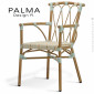 Fauteuil pour café terrasse extérieur PALMA, structure aluminium peint, assise et dossier tressage osier synthétique.|Fauteuil / Chauffeuse|100chaises