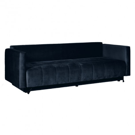 Canapé convertible L. 220 cm en velours bleu foncé capitonné - KIARA|Canape|Meuble et moi